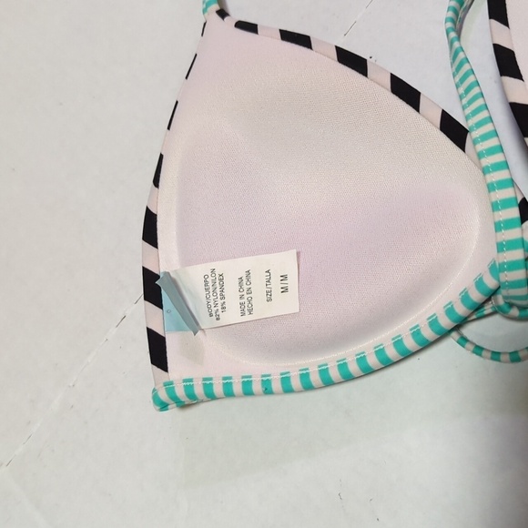 Hot Water Women's Striped Bikini Top w/Padded Bra Size Medium - Picture 4 of 5